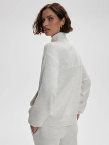 Celeste Button Front Sweatshirt in Ivory Marl