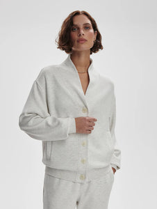 Celeste Button Front Sweatshirt in Ivory Marl