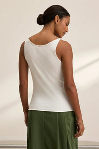 Kim Scoop Neck Tank Top in White
