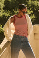 Lua Stripe Tank in Cream and Red