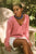 Nepal Textured Cotton Vneck Sweater in Rose