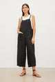 Isabel Woven Linen Overall in Black