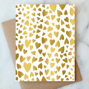 Gold Hearts Greeting Card | Valentine Love Friendship