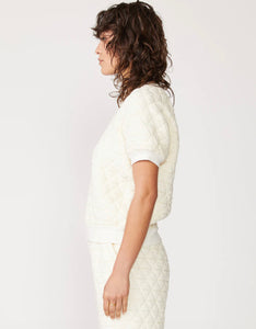 Quilted Knit Short Sleeve Cream