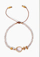 BG-6164Pull Tie Bracelet Clear Quartz Labradorite