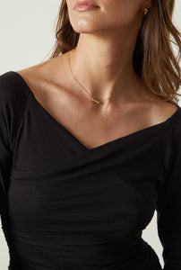 Tabbie Shirred Top Black