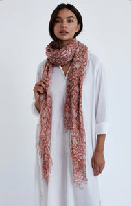 Cashmere Silk Floral Printed Scarf Sequoia