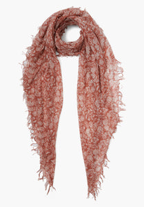Cashmere Silk Floral Printed Scarf Sequoia