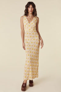 Yellow Rose Bias Maxi Dress